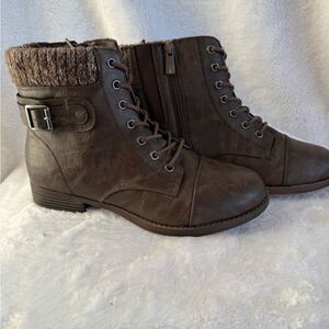 Torrid Brown Moto Boots with Sweater Trim